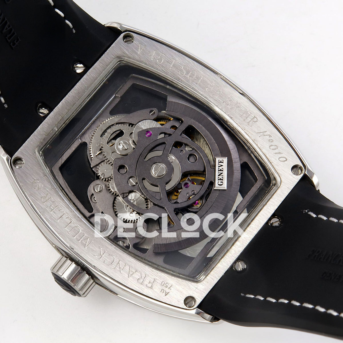 Franck Muller Vanguard V45 Tourbillon Style Steel Black Nylon ABF replica - movement back