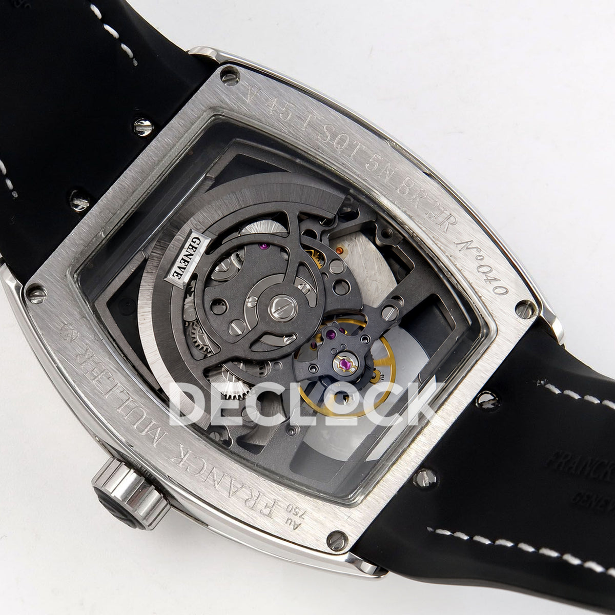 Franck Muller Vanguard V45 Tourbillon Style Steel Black Nylon ABF replica - movement back angle