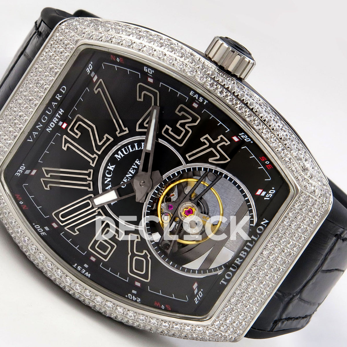 Franck Muller Vanguard V45 Tourbillon Style Steel Gems ABF replica - three quarter left