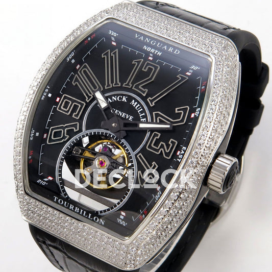 Franck Muller Vanguard V45 Tourbillon Style Steel Gems ABF replica - dial angle