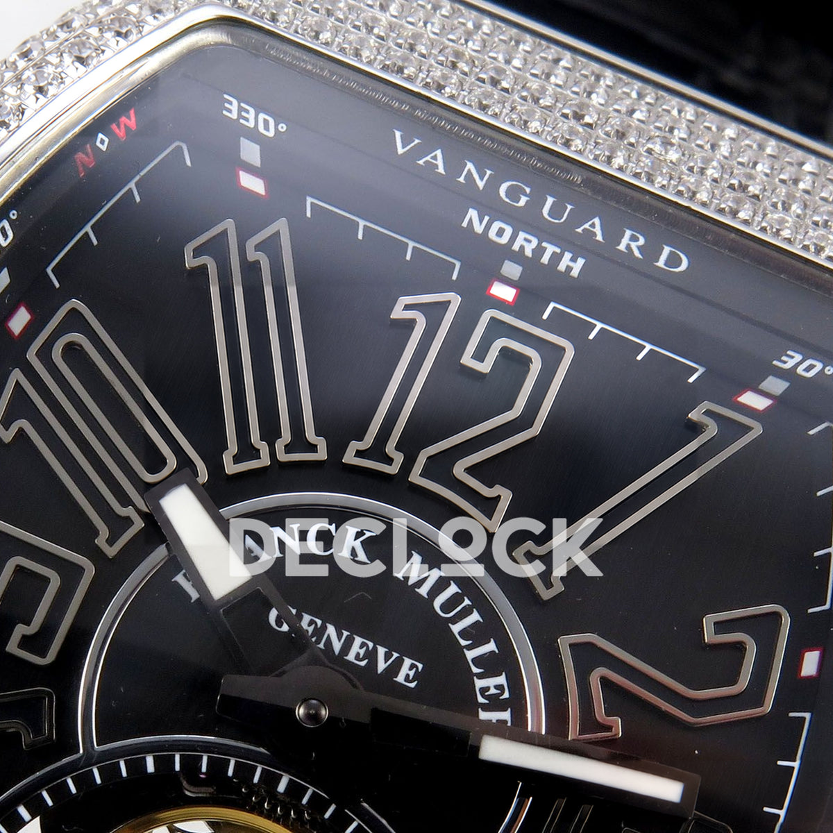 Franck Muller Vanguard V45 Tourbillon Style Steel Gems ABF replica - arabic dial macro