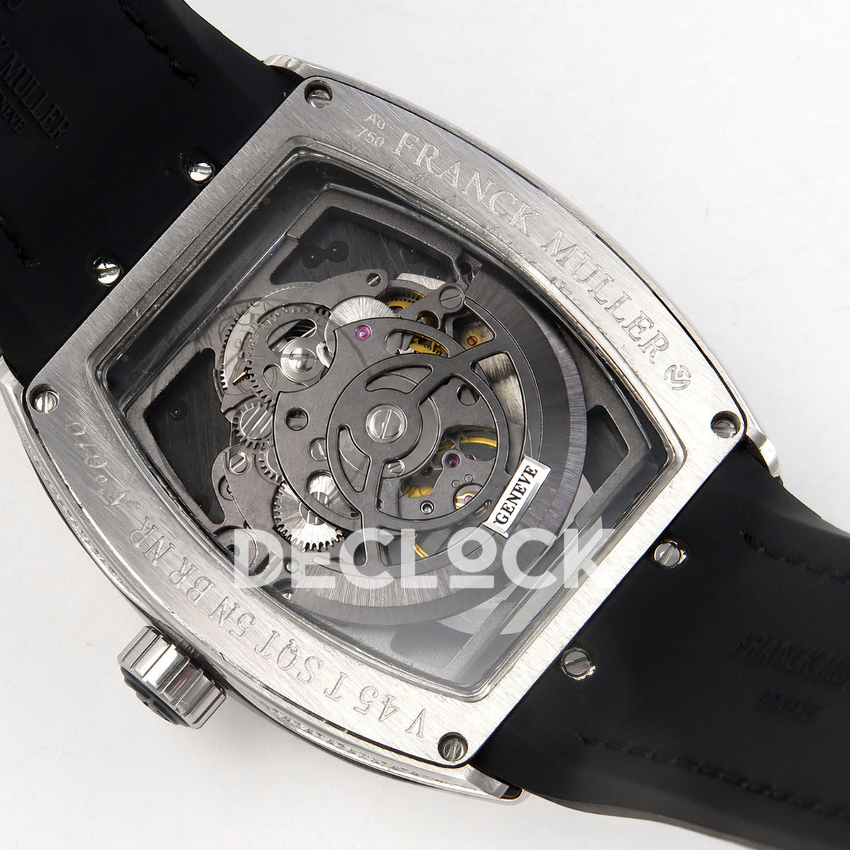 Franck Muller Vanguard V45 Tourbillon Style Steel Gems ABF replica - movement back angle