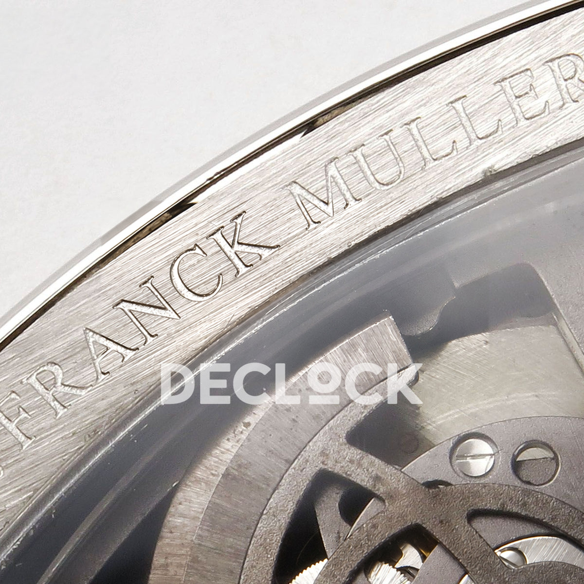 Franck Muller Vanguard V45 Tourbillon Style Steel Gems ABF replica - caseback brand engraving