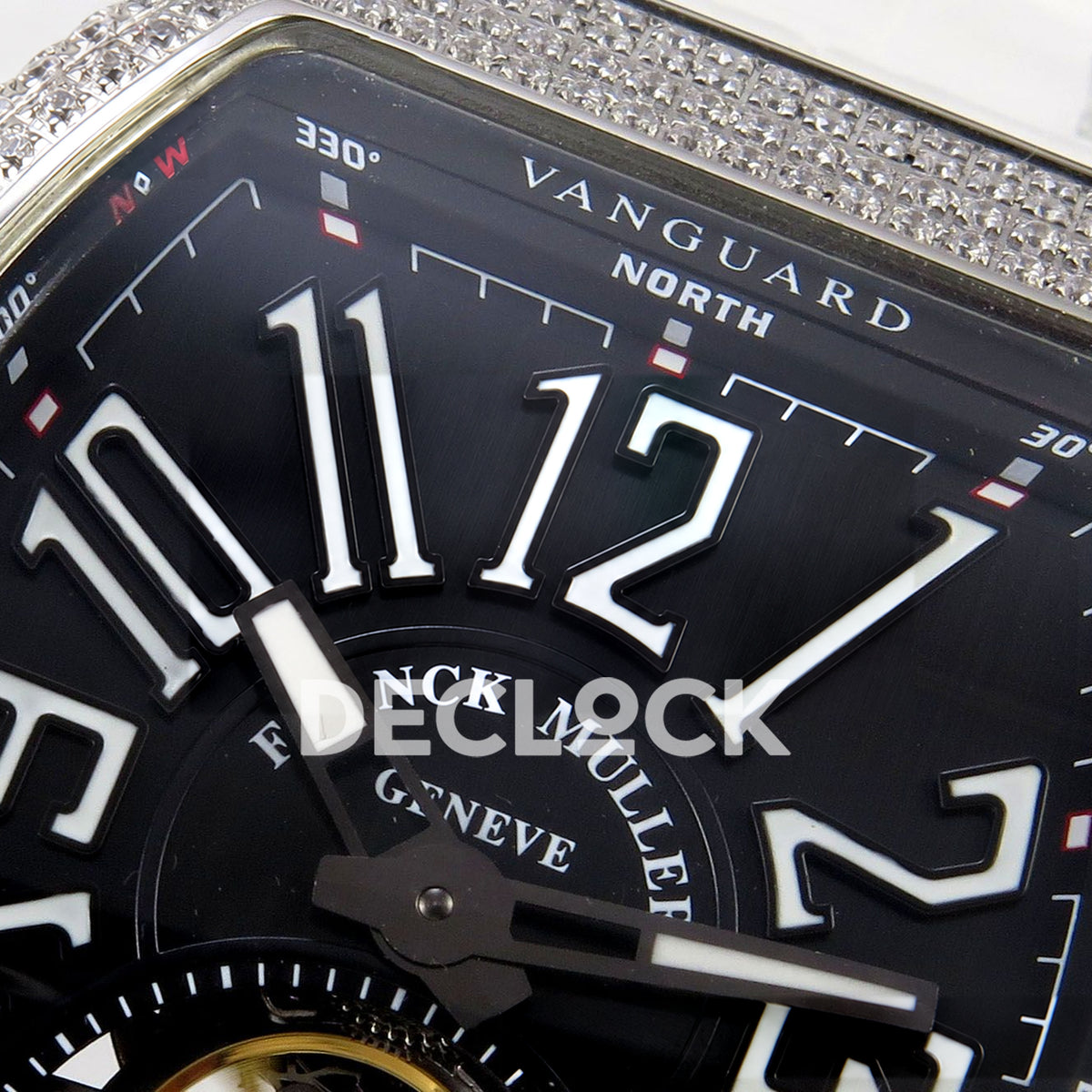Franck Muller Vanguard V45 Tourbillon Style Steel Gems White Leather ABF replica - arabic numerals