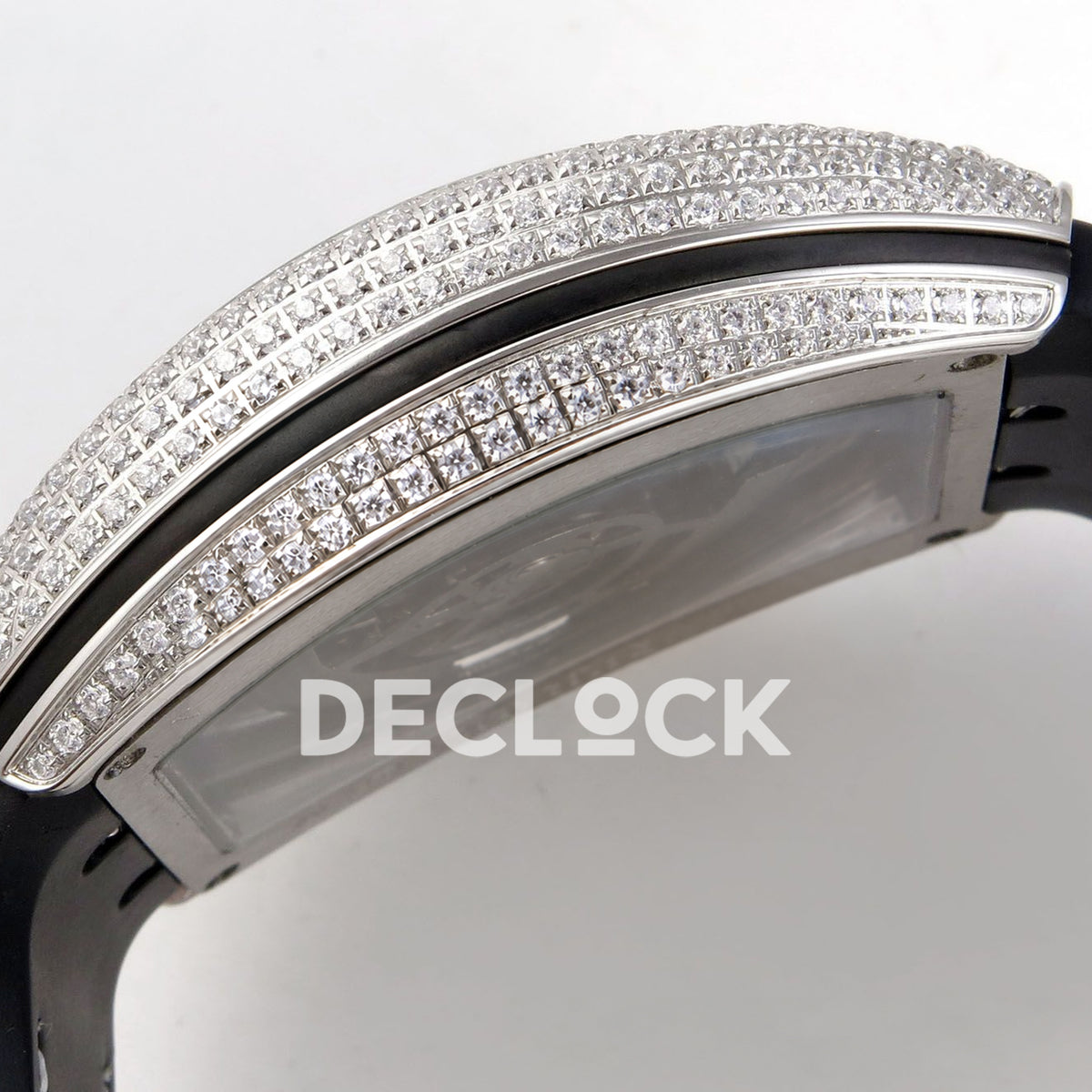 Franck Muller Vanguard V45 Tourbillon Style Steel Gems White Leather ABF replica - case side