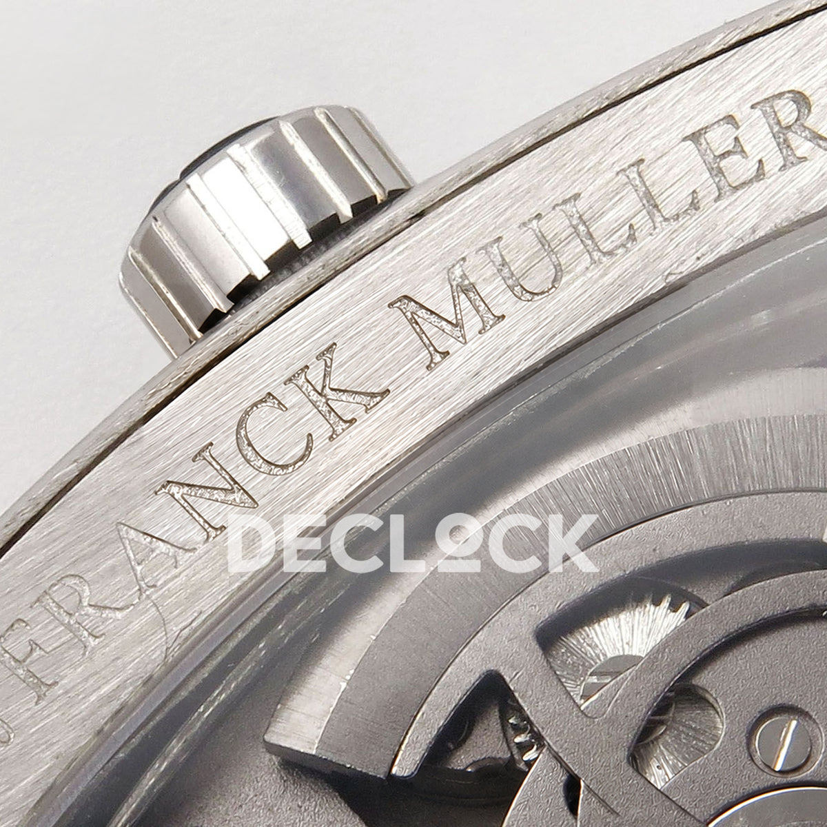 Franck Muller Vanguard V45 Tourbillon Style Steel Gems White Leather ABF replica - case brand engraving