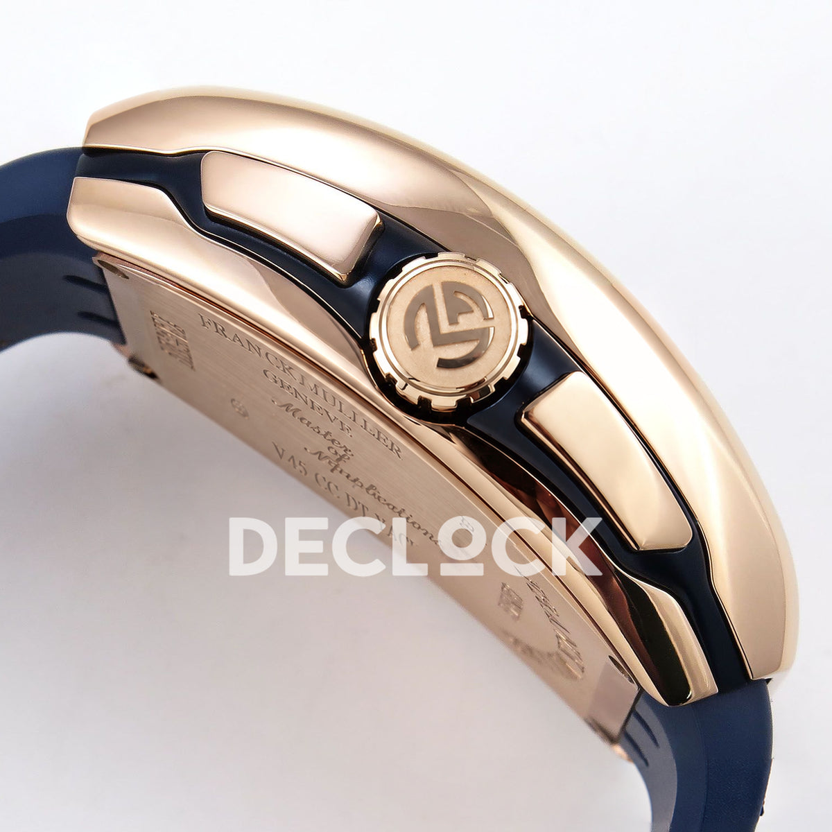 Franck Muller Vanguard Yachting Chrono Rose Gold Blue Nylon ABF A7750 replica - crown side