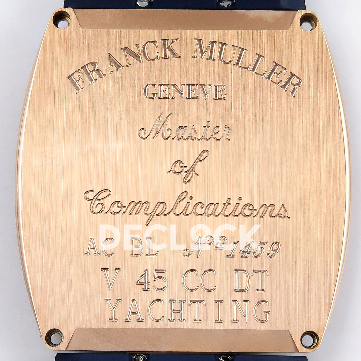 Franck Muller Vanguard Yachting Chrono Rose Gold Blue Nylon ABF A7750 replica - engraved caseback