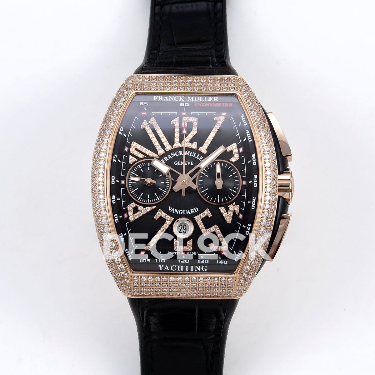 Franck Muller Vanguard Yachting Chrono Rose Gold Gems Black ABF A7750 replica - front