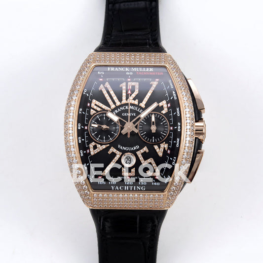 Franck Muller Vanguard Yachting Chrono Rose Gold Gems Black ABF A7750 replica - front