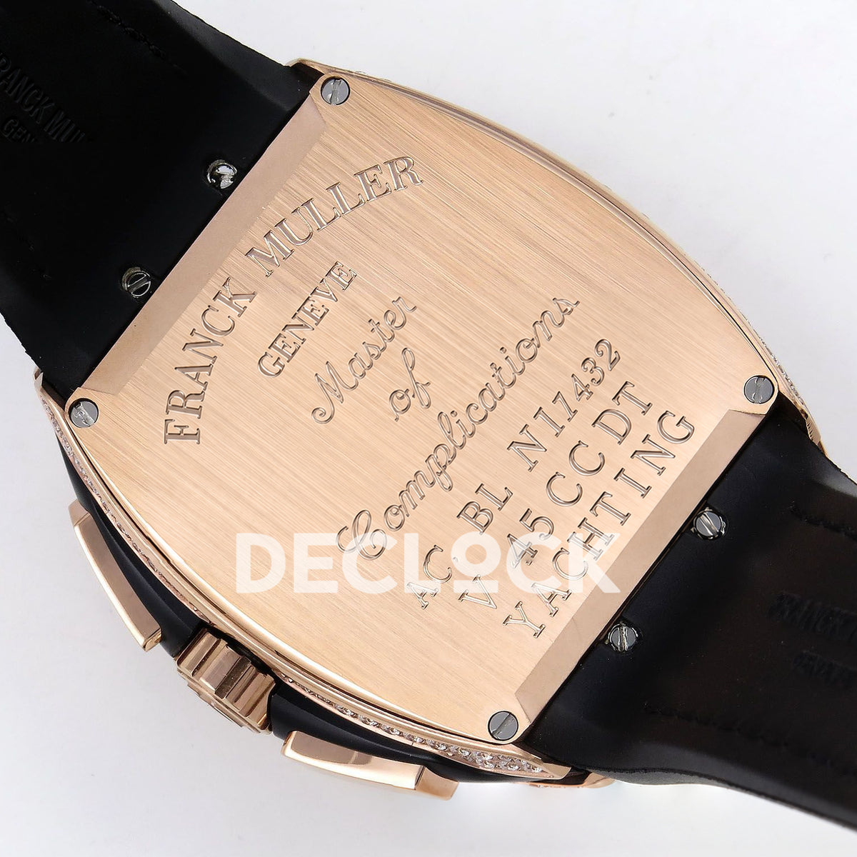 Franck Muller Vanguard Yachting Chrono Rose Gold Gems Black ABF A7750 replica - caseback angle