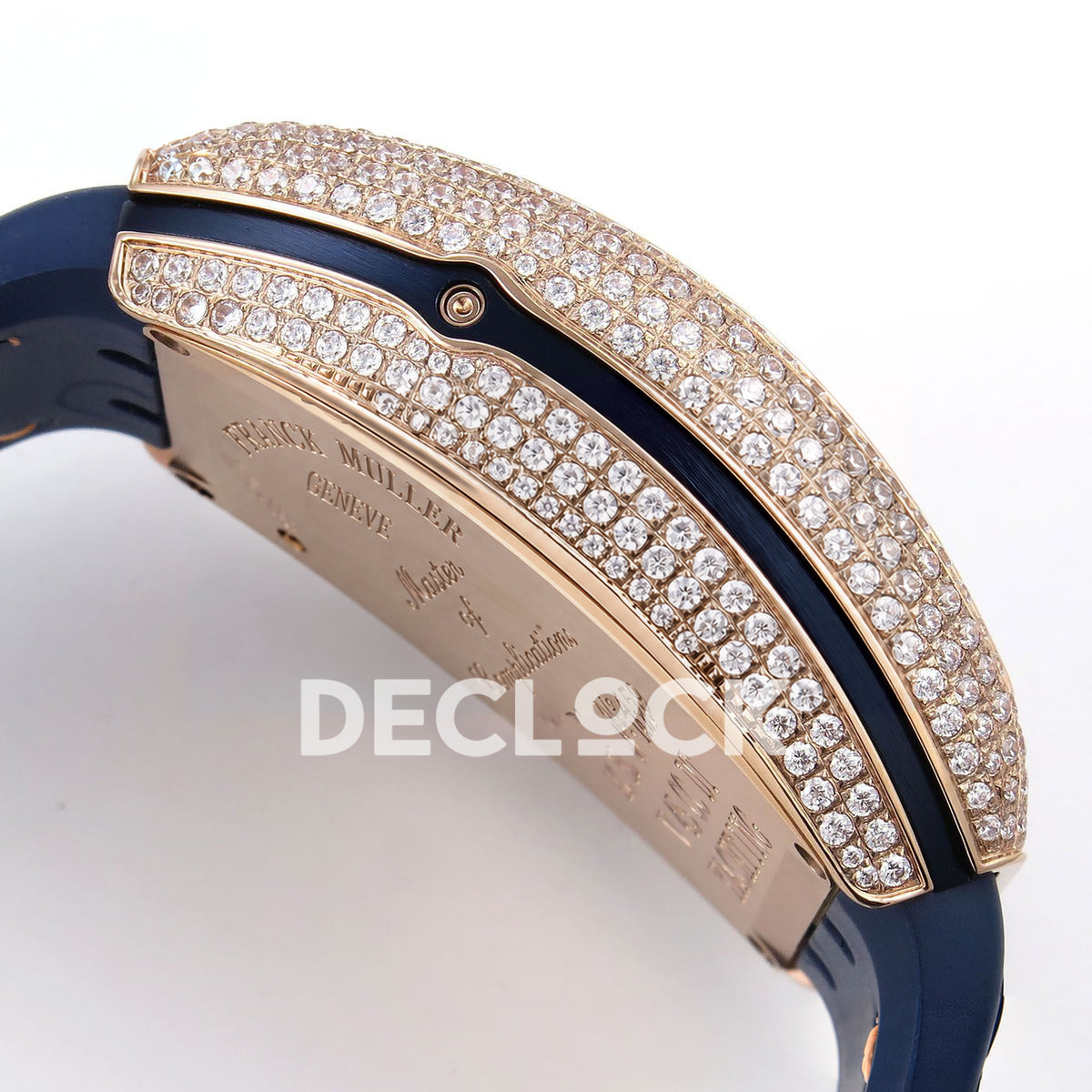 Franck Muller Vanguard Yachting Chrono Rose Gold Gems Blue Nylon ABF A7750 replica - case side