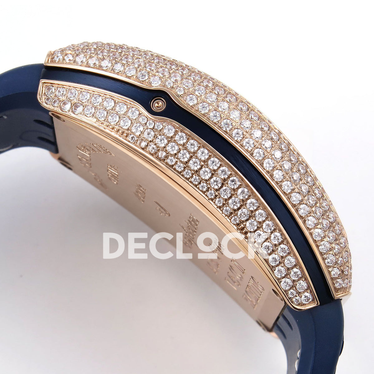Franck Muller Vanguard Yachting Chrono Rose Gold Pave Blue ABF A7750 replica - case side