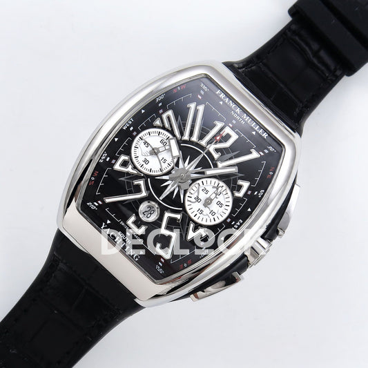 Franck Muller Vanguard Yachting Chrono Steel Black ABF A7750 replica - dial angle left
