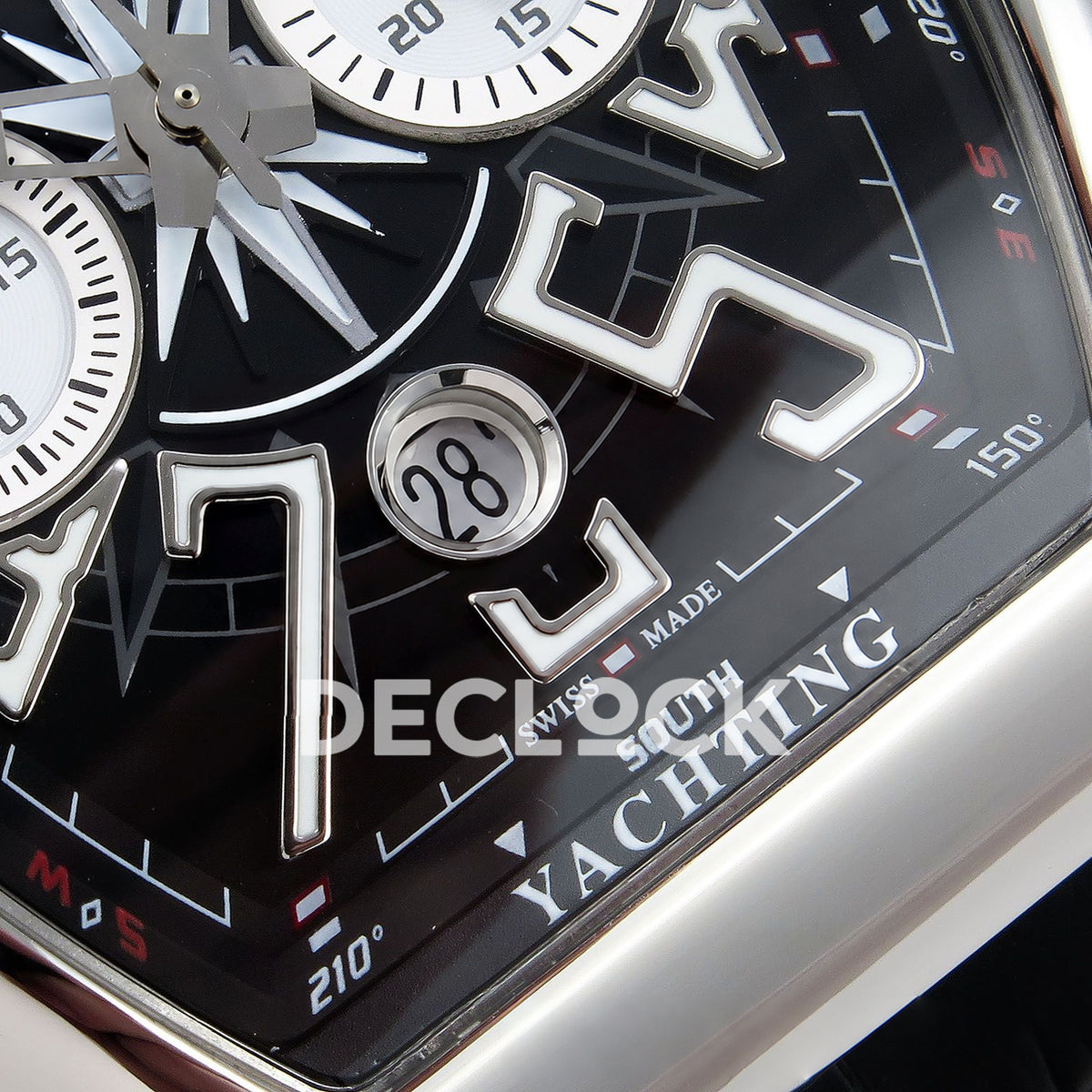 Franck Muller Vanguard Yachting Chrono Steel Black ABF A7750 replica - lower dial closeup