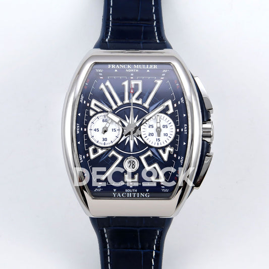 Franck Muller Vanguard Yachting Chrono Steel Blue Leather ABF A7750 replica - front