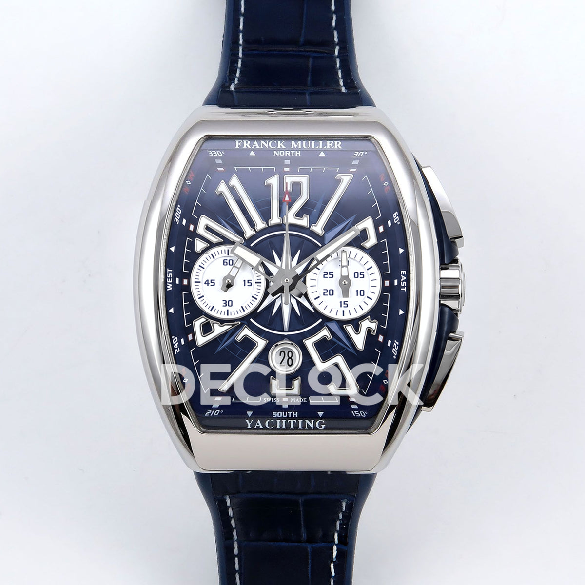 Franck Muller Vanguard Yachting Chrono Steel Blue Leather ABF A7750 replica - front