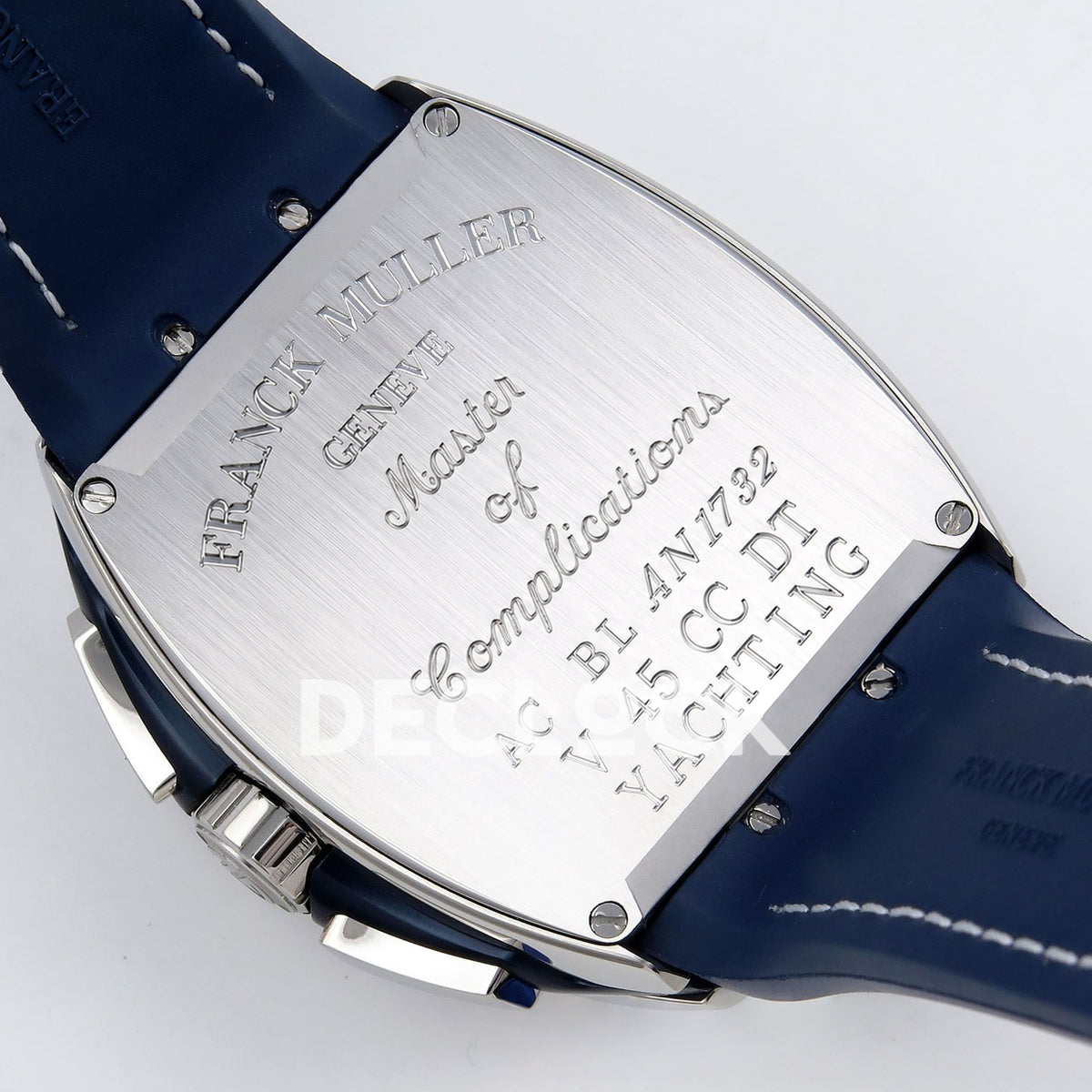 Franck Muller Vanguard Yachting Chrono Steel Blue Leather ABF A7750 replica - caseback angle