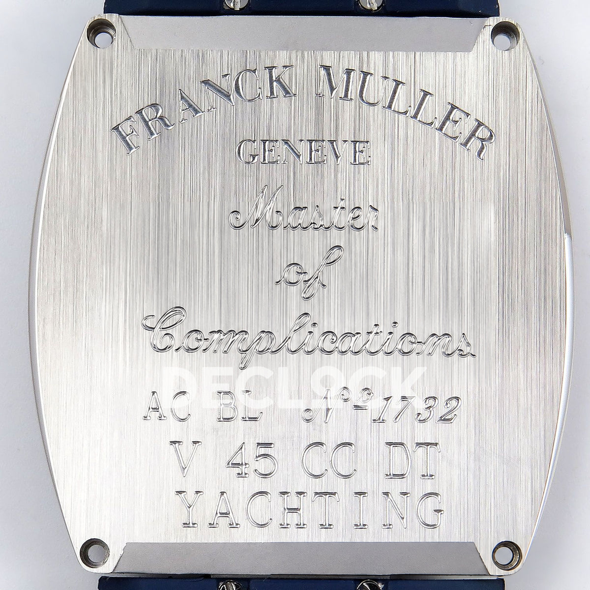 Franck Muller Vanguard Yachting Chrono Steel Blue Leather ABF A7750 replica - engraved caseback