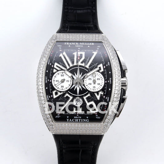 Franck Muller Vanguard Yachting Chrono Steel Gems Black ABF A7750 replica - front