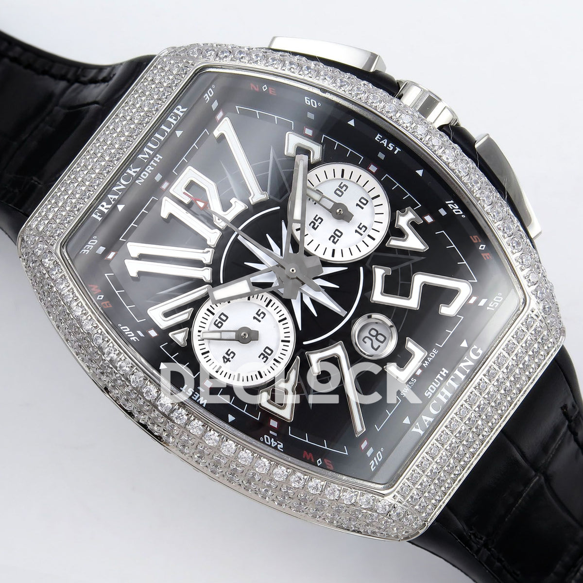 Franck Muller Vanguard Yachting Chrono Steel Gems Black ABF A7750 replica - dial angle right