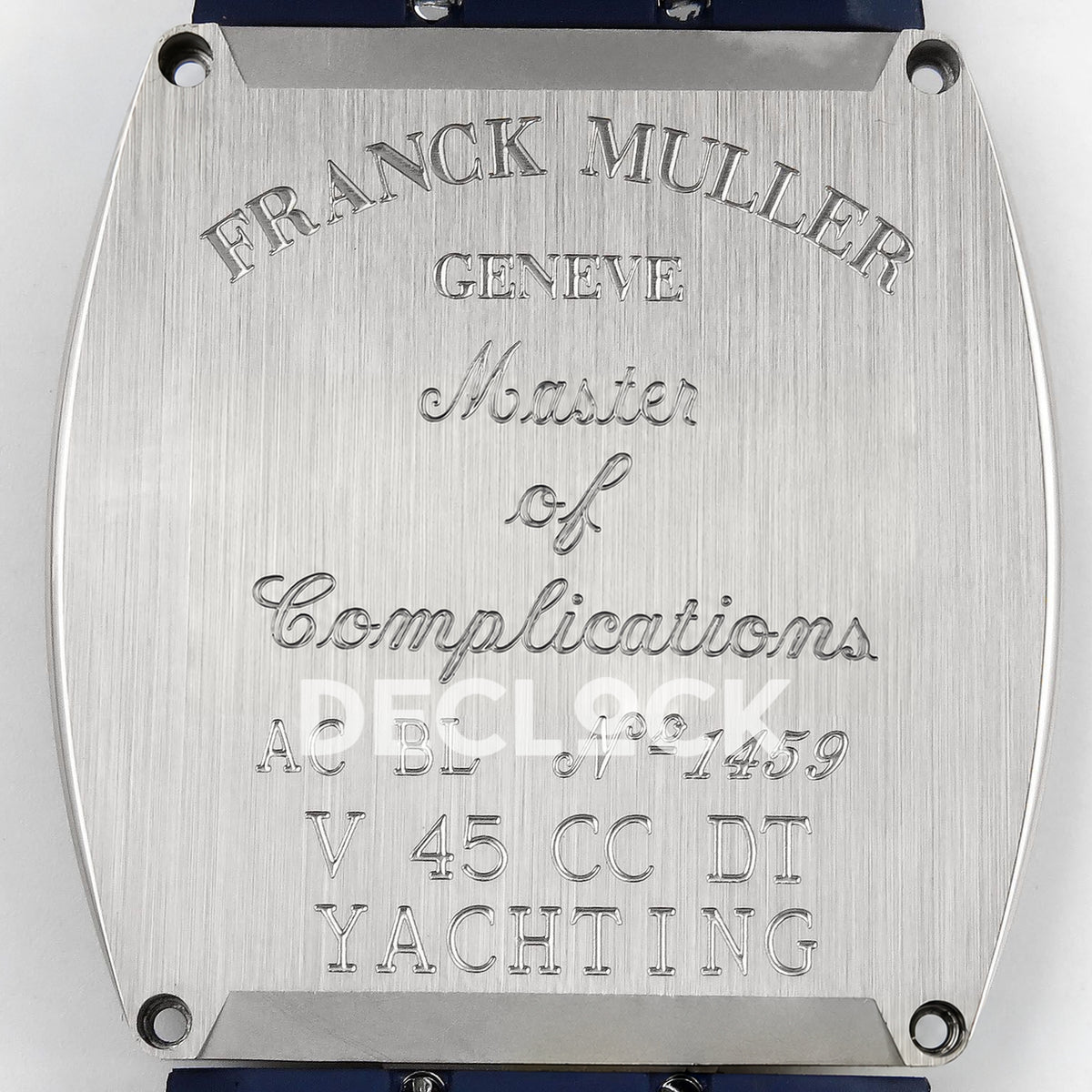 Franck Muller Vanguard Yachting Chrono Steel Pave Blue Nylon ABF A7750 replica - engraved caseback