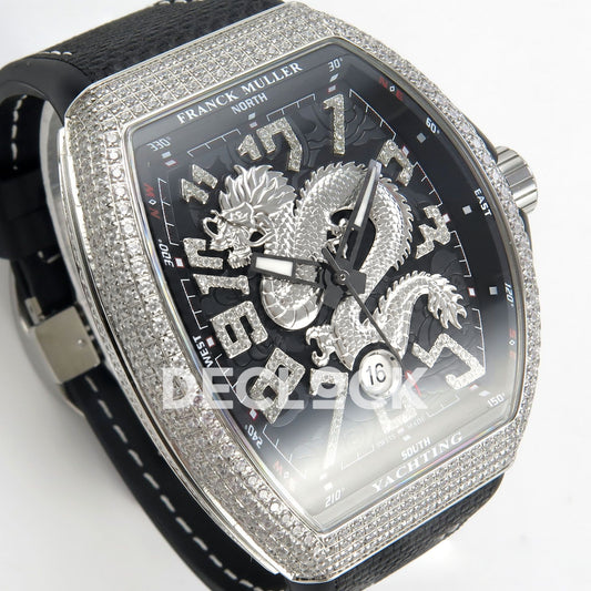 Franck Muller Vanguard Yachting Dragon King Black Gems Nylon ABF A2824 replica - dial angle left