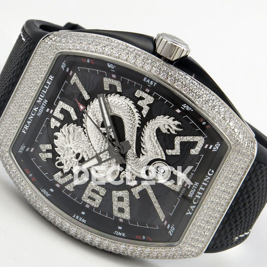 Franck Muller Vanguard Yachting Dragon King Black Gems Nylon ABF A2824 replica - dial angle right