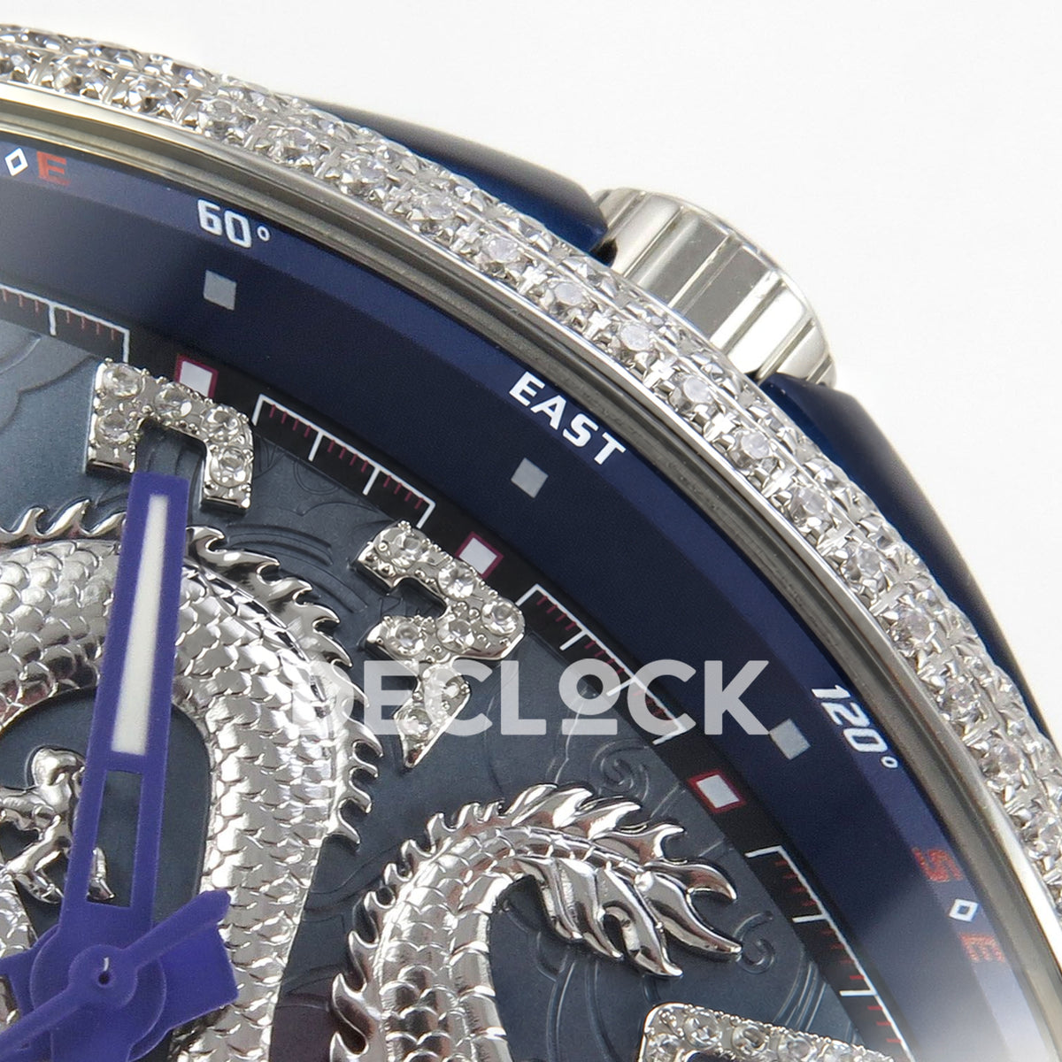 Franck Muller Vanguard Yachting Dragon King Blue Purple Gems ABF A2824 replica - crown dial detail