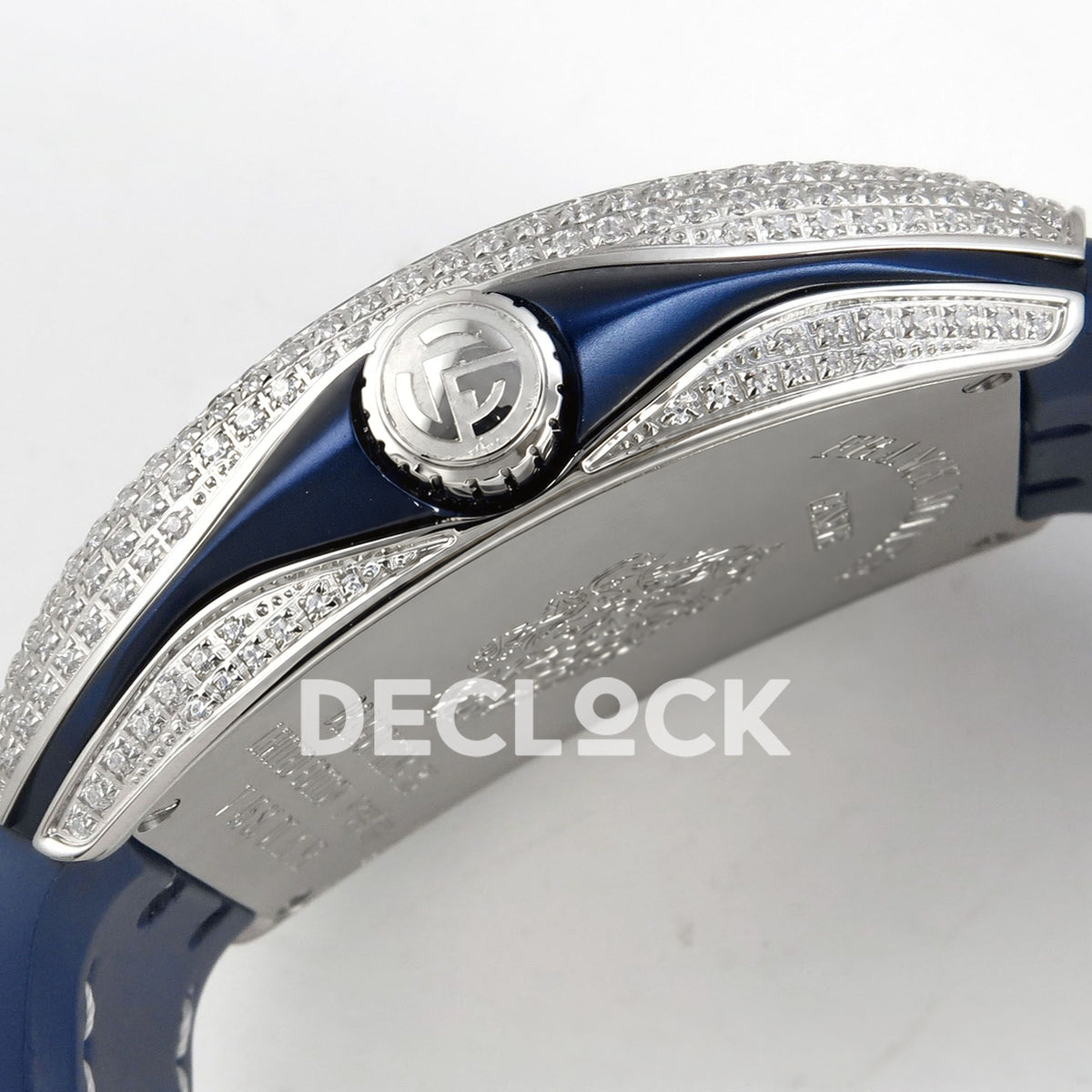 Franck Muller Vanguard Yachting Dragon King Blue Purple Gems ABF A2824 replica - crown side