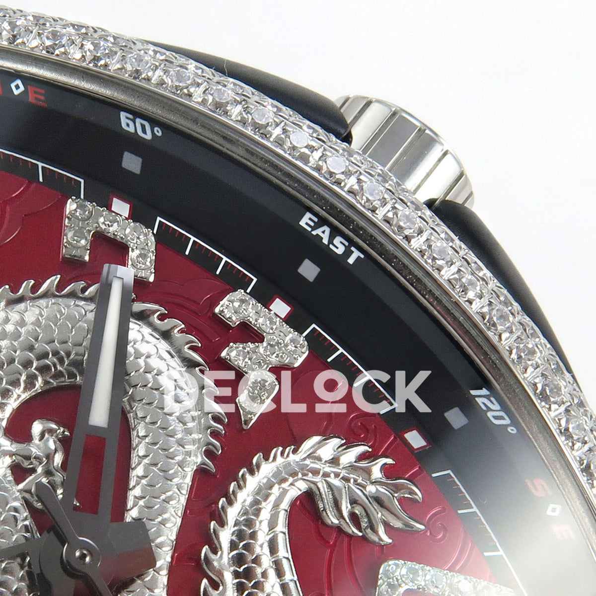 Franck Muller Vanguard Yachting Dragon King Red Gems Black Leather ABF A2824 replica - crown dial detail