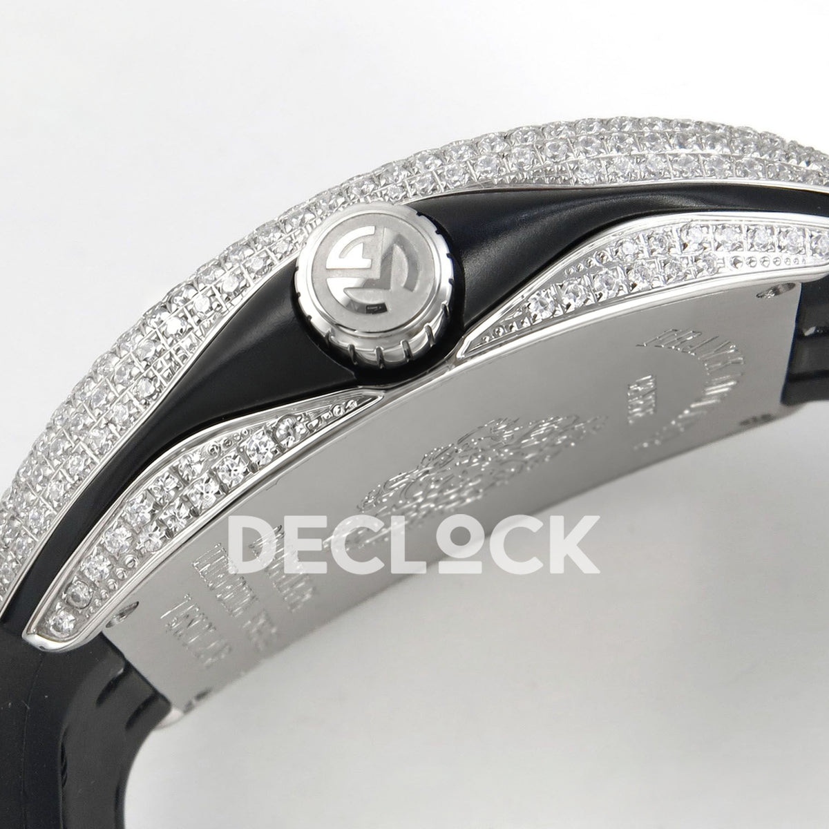 Franck Muller Vanguard Yachting Dragon King Red Gems Black Leather ABF A2824 replica - crown side