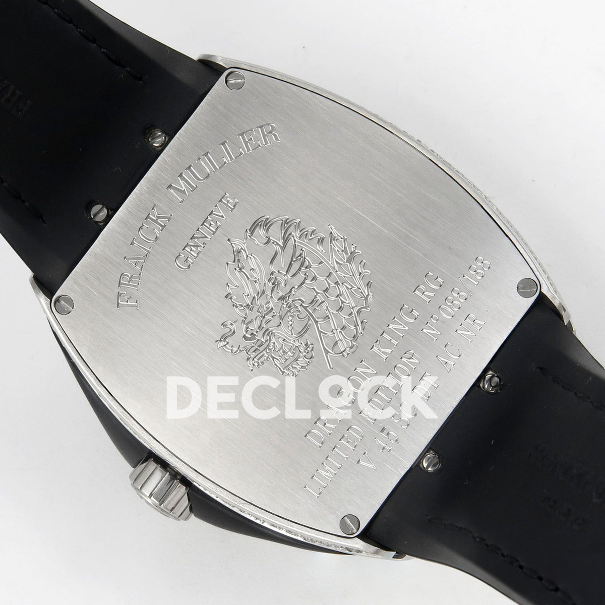 Franck Muller Vanguard Yachting Dragon King Red Gems Black Leather ABF A2824 replica - engraved caseback