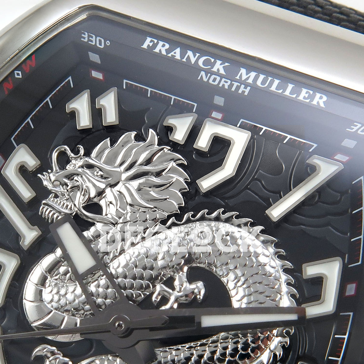 Franck Muller Vanguard Yachting Dragon King Steel Black ABF A2824 replica - upper dial closeup
