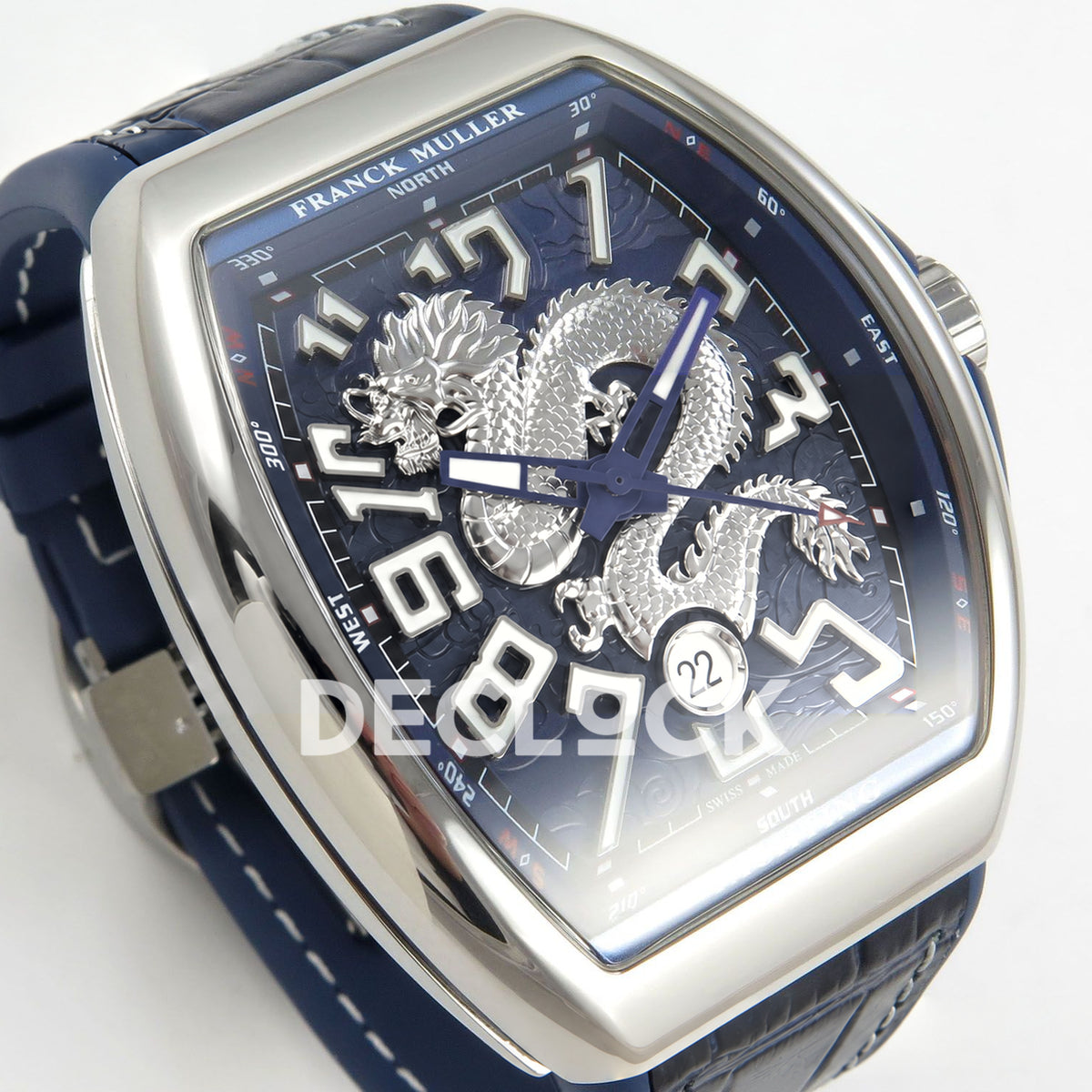 Franck Muller Vanguard Yachting Dragon King Steel Blue Purple ABF A2824 replica - dial angle left
