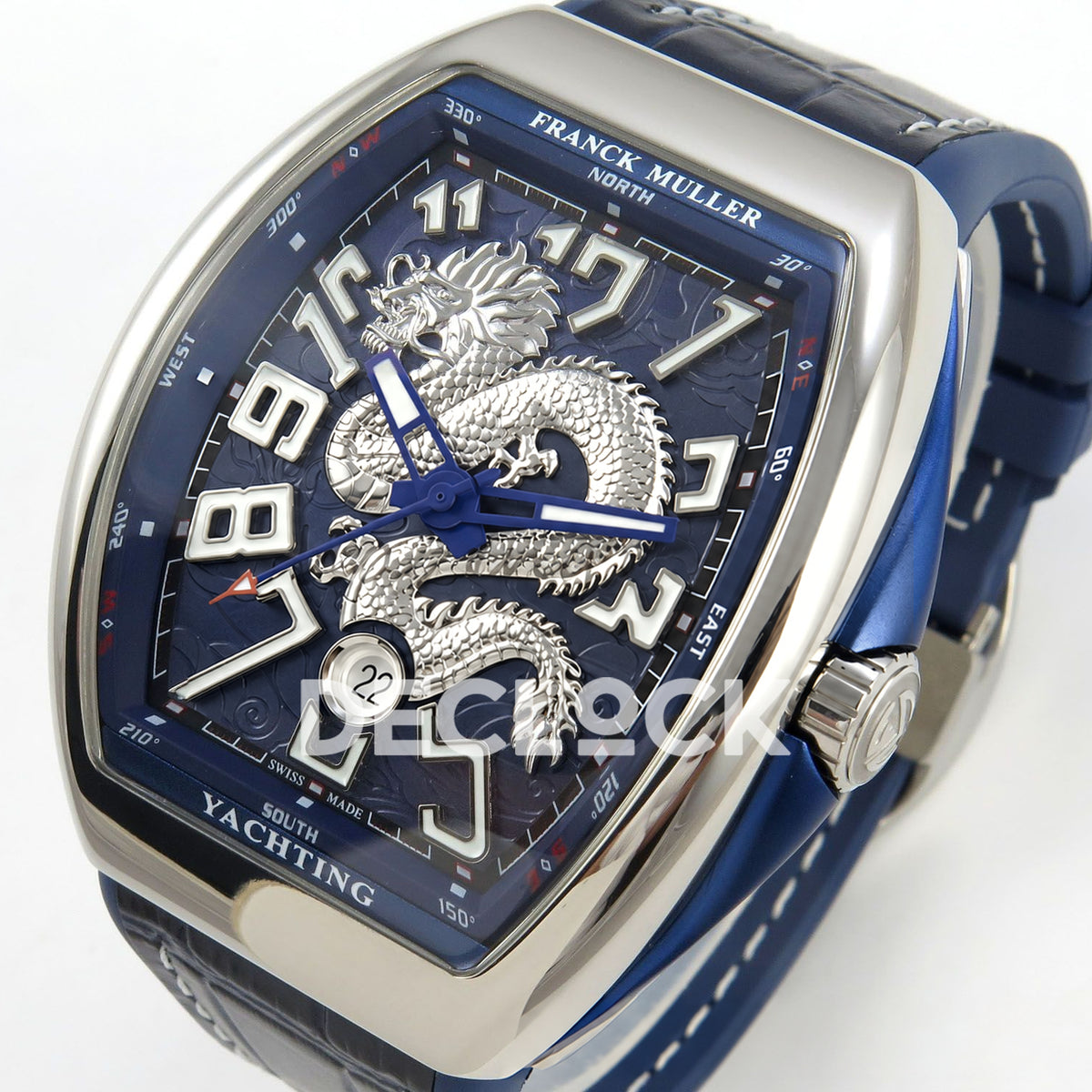 Franck Muller Vanguard Yachting Dragon King Steel Blue Purple ABF A2824 replica - three quarter