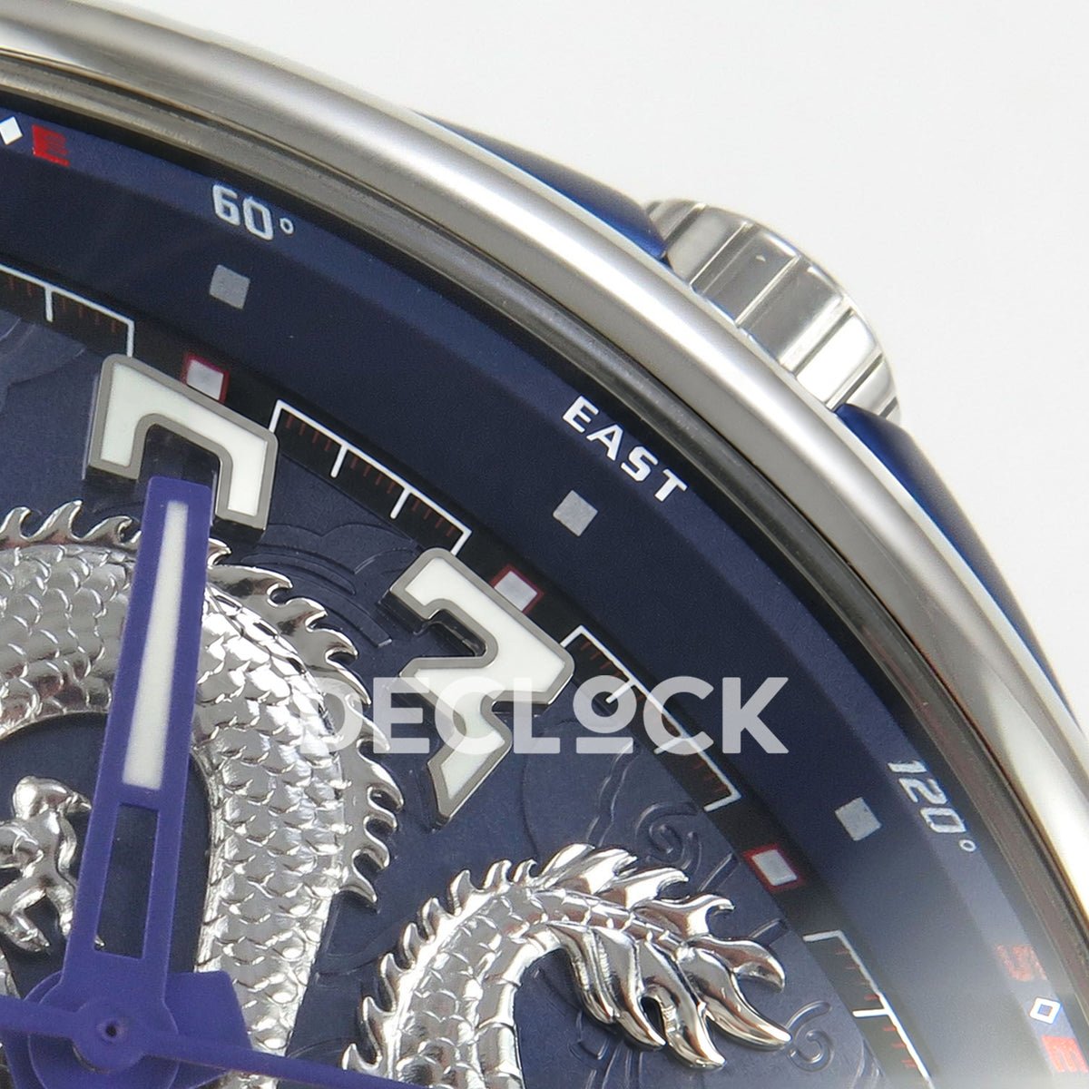 Franck Muller Vanguard Yachting Dragon King Steel Blue Purple ABF A2824 replica - crown dial detail