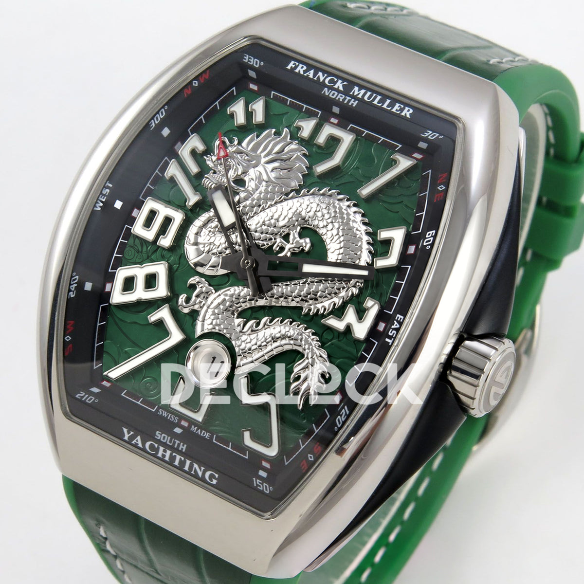 Franck Muller Vanguard Yachting Dragon King Steel Green ABF A2824 replica - three quarter