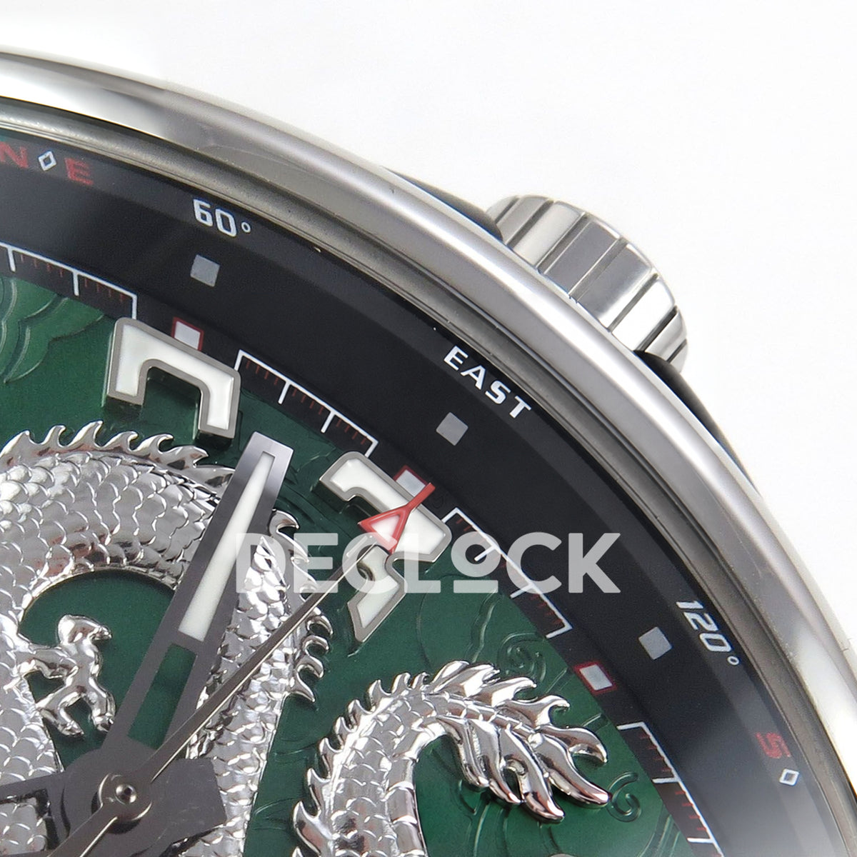 Franck Muller Vanguard Yachting Dragon King Steel Green ABF A2824 replica - crown dial detail