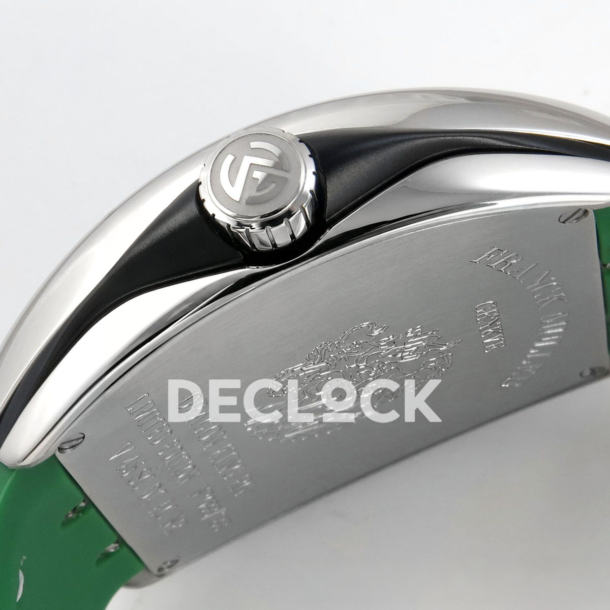 Franck Muller Vanguard Yachting Dragon King Steel Green ABF A2824 replica - crown side