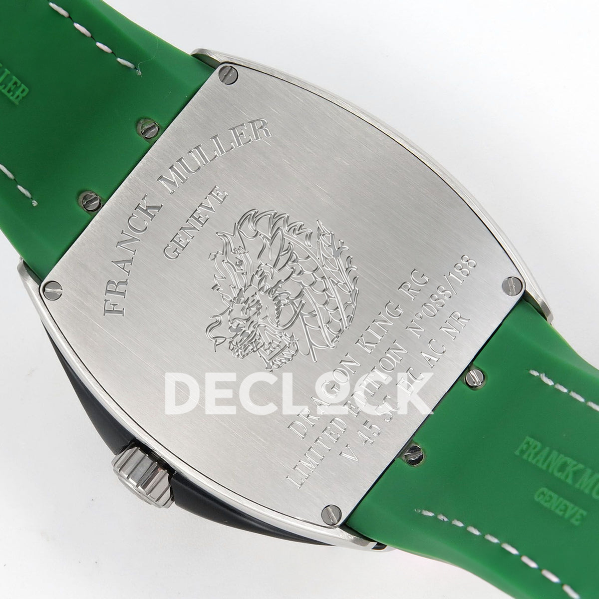 Franck Muller Vanguard Yachting Dragon King Steel Green ABF A2824 replica - engraved dragon caseback