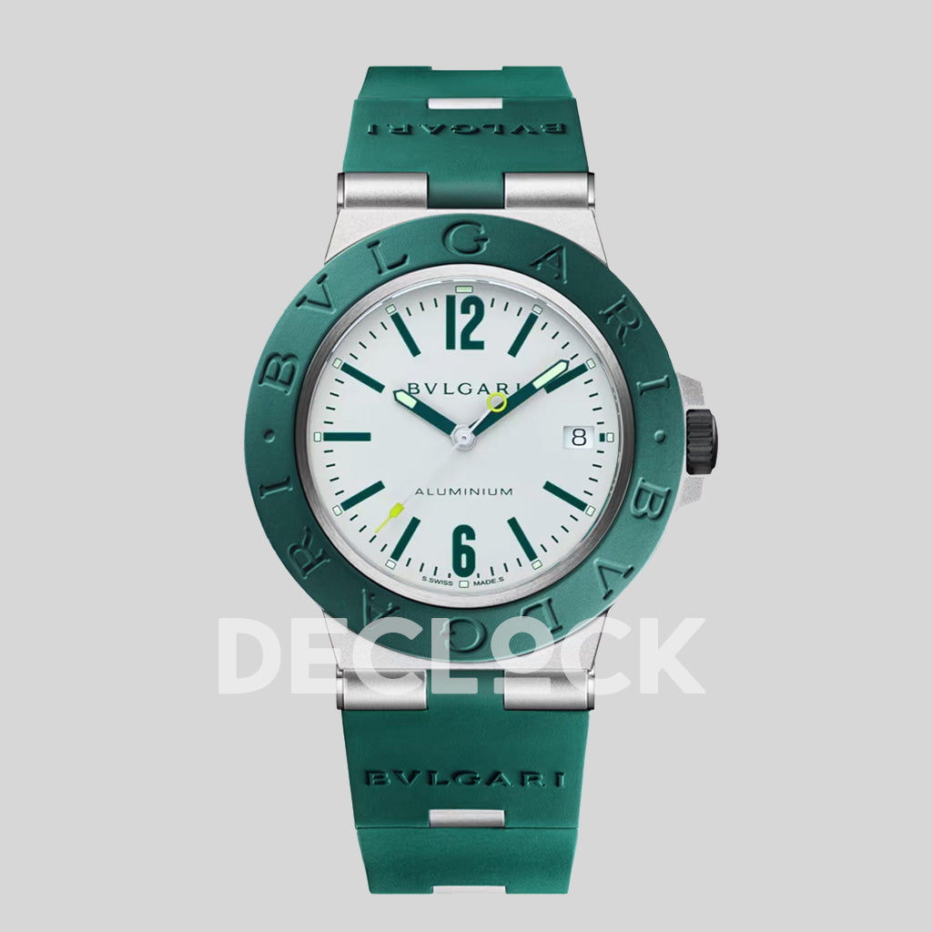 Bvlgari Aluminium 103485 White Dial Green Strap Replica Watch