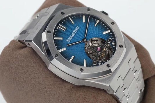 Replica Audemars Pigeut oyal Oak 2018 SIHH SS Tourbillon Dark Blue Sunburst Tapisserie Dial |  Declock.