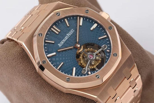 Replica Audemars Pigeut oyal Oak 2018 SIHH RG Tourbillon Dark Blue Sunburst Tapisserie Dial | Declock.