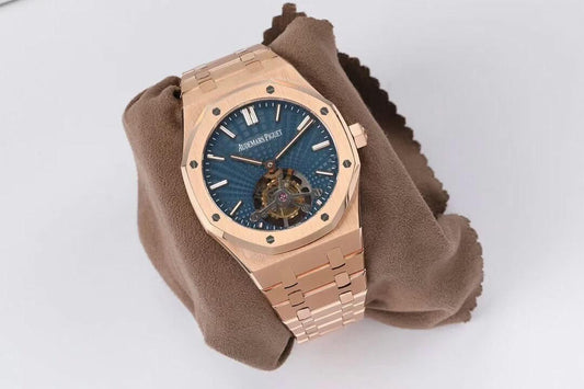 Replica Audemars Pigeut oyal Oak 2018 SIHH RG Tourbillon Dark Blue Sunburst Tapisserie Dial | Declock.