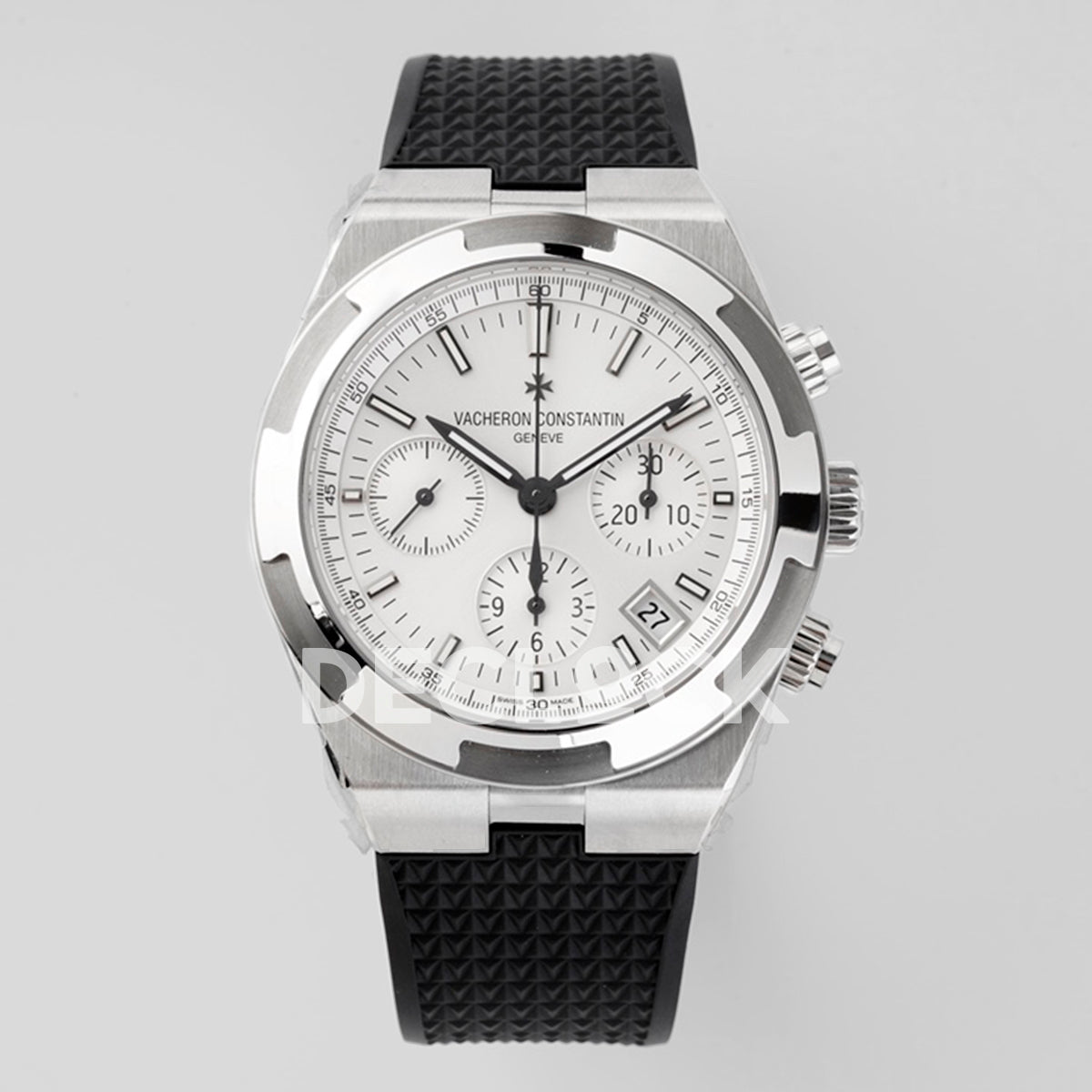 Overseas 5520V WG White Dial On Black Rubber Strap