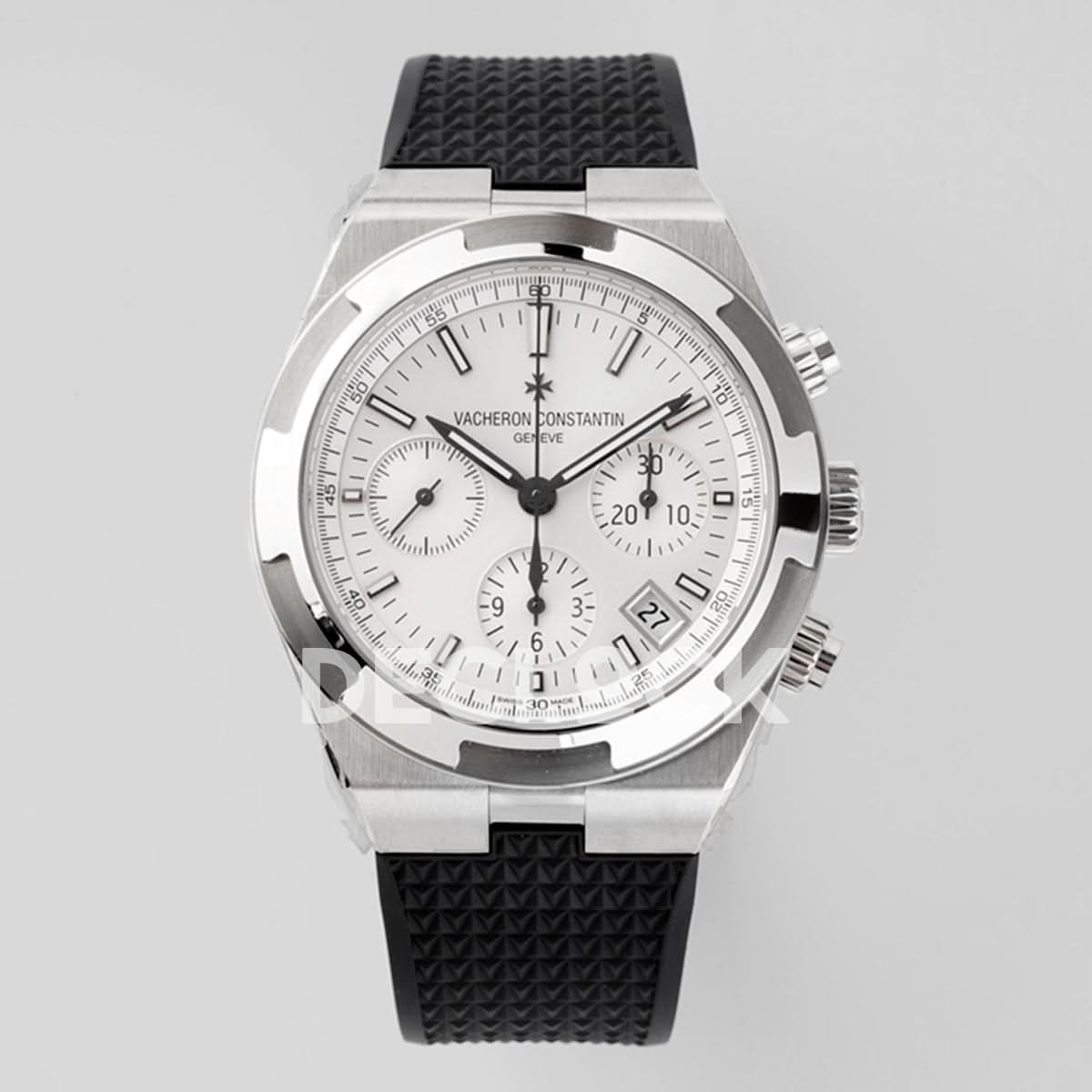 Overseas 5520V WG White Dial On Black Rubber Strap