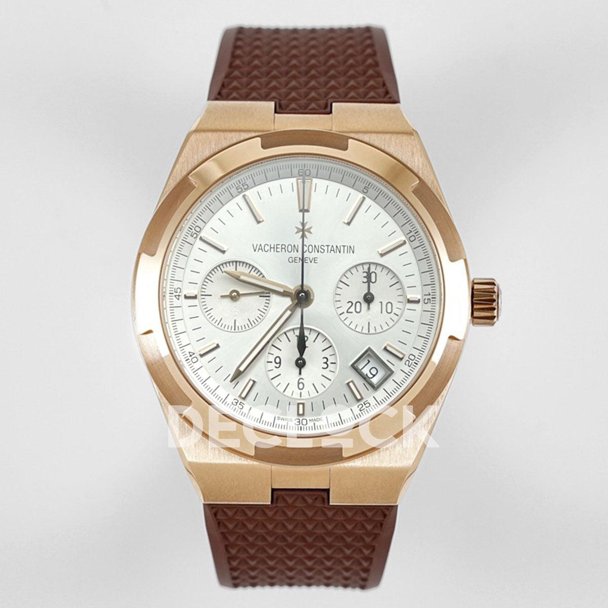 Vacheron Constantin Overseas 5520V RG White Dial On RG in Rubber Strap Replica Watch