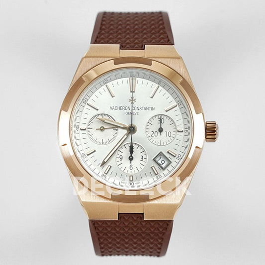 Vacheron Constantin Overseas 5520V RG White Dial On RG in Rubber Strap Replica Watch