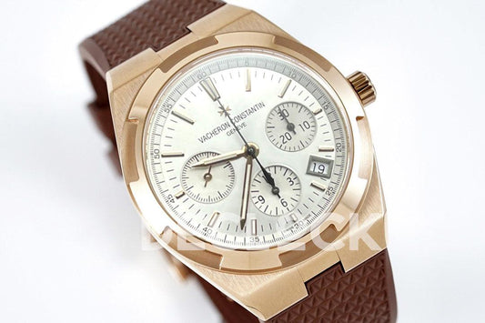 Vacheron Constantin Overseas 5520V RG White Dial On RG in Rubber Strap Replica Watch